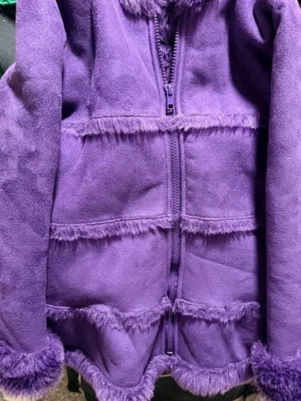 Garnet Hill Kids purple faux fur jacket - Picture 1 of 4